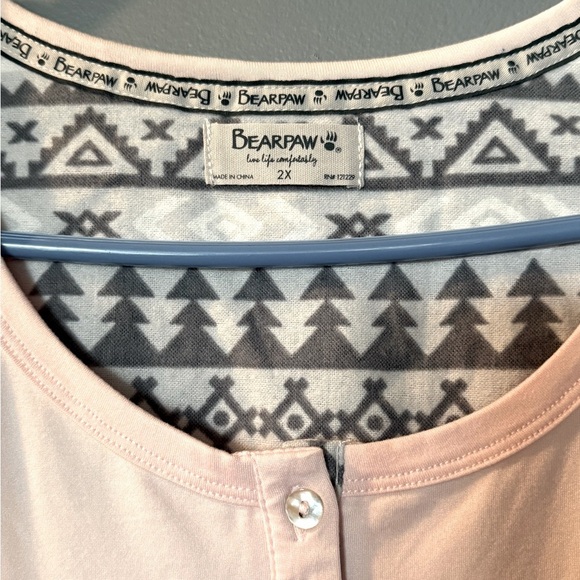Bearpaw Long Sleeve Cozy Pajama 2 Piece Set Womens Sz 2x Pink/Grey SOFT & WARM - Picture 5 of 7